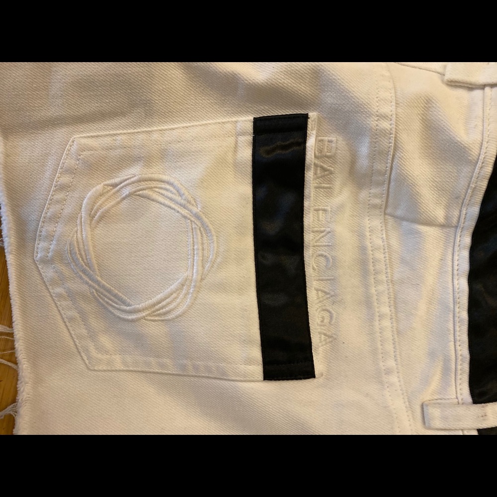 Balenciaga shorts white with black satin